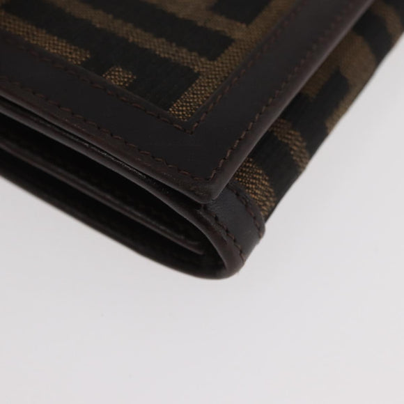 FENDI Zucca Canvas Long Wallet Black Brown Auth 181538