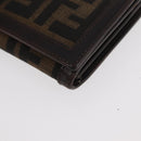 FENDI Zucca Canvas Long Wallet Black Brown Auth 181538-14