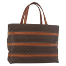 CELINE Macadam Canvas Handtas PVC Leer Bruin Goud Auth 181540-1