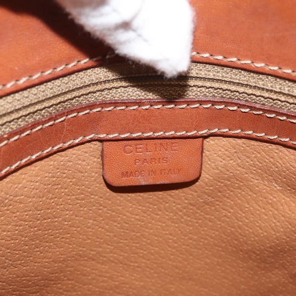 CELINE Macadam Canvas Handtas PVC Leer Bruin Goud Auth 181540