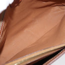 CELINE Macadam Canvas Handtas PVC Leer Bruin Goud Auth 181540-10