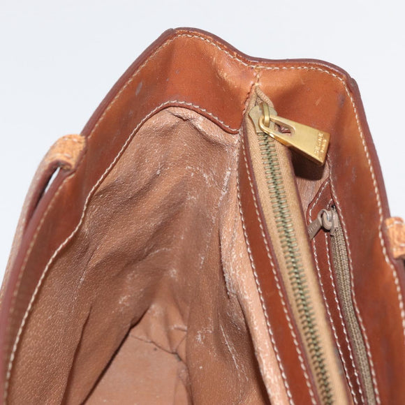 CELINE Macadam Canvas Handtas PVC Leer Bruin Goud Auth 181540