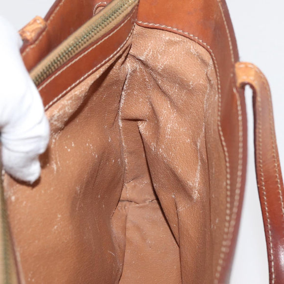 CELINE Macadam Canvas Handtas PVC Leer Bruin Goud Auth 181540