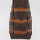 CELINE Macadam Canvas Handtas PVC Leer Bruin Goud Auth 181540-4