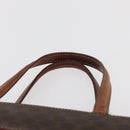 CELINE Macadam Canvas Handtas PVC Leer Bruin Goud Auth 181540-14