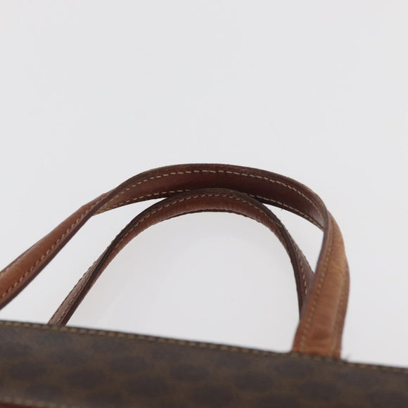 CELINE Macadam Canvas Handtas PVC Leer Bruin Goud Auth 181540