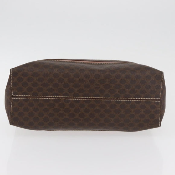 CELINE Macadam Canvas Handtas PVC Leer Bruin Goud Auth 181540