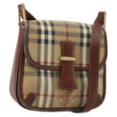 Burberry Nova Check Umhängetasche PVC Beige Gold Auth 181545-1