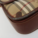 Burberry Nova Check Umhängetasche PVC Beige Gold Auth 181545-14