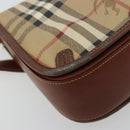 Burberry Nova Check Umhängetasche PVC Beige Gold Auth 181545-16