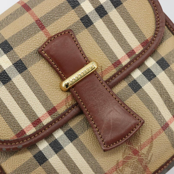 Burberry Nova Check Umhängetasche PVC Beige Gold Auth 181545