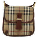 Burberry Nova Check Umhängetasche PVC Beige Gold Auth 181545-13