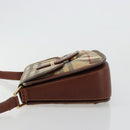 Burberry Nova Check Umhängetasche PVC Beige Gold Auth 181545-4
