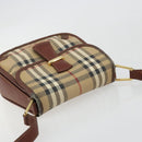 Burberry Nova Check Umhängetasche PVC Beige Gold Auth 181545-6