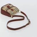 Burberry Nova Check Umhängetasche PVC Beige Gold Auth 181545-7