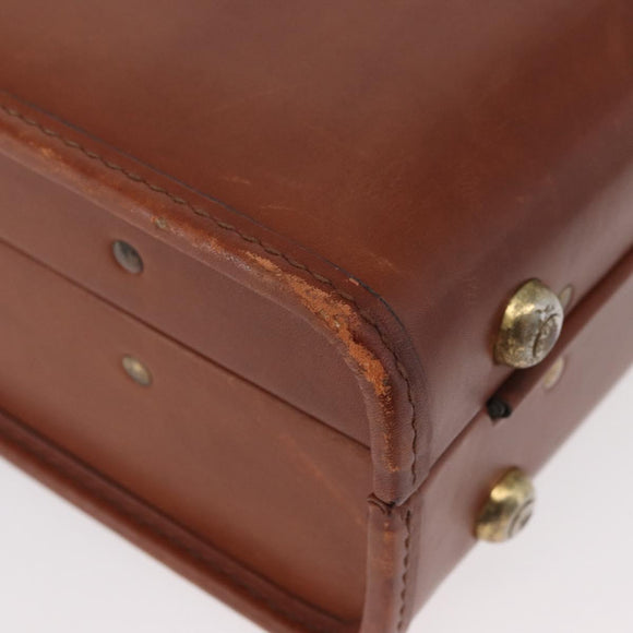 Coach Koffer Leer Bruin Goud Auth 181552A