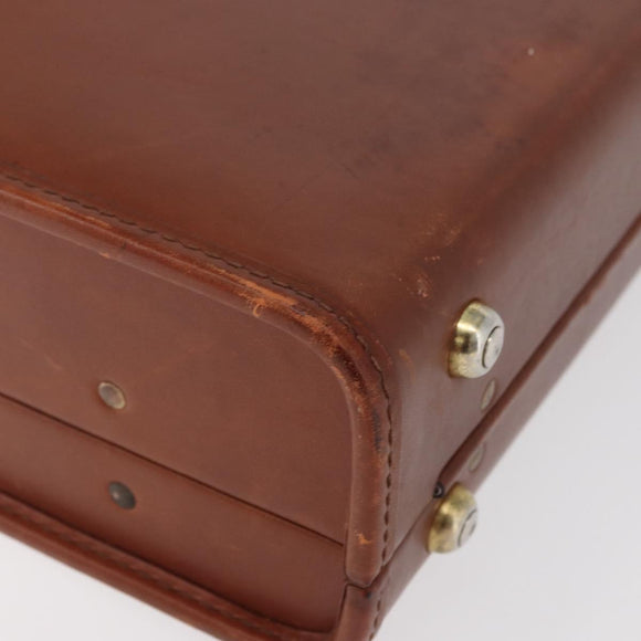 Coach Koffer Leer Bruin Goud Auth 181552A
