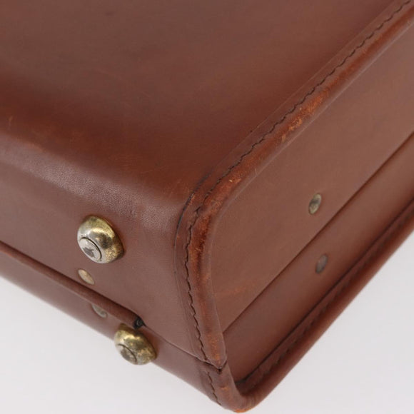 Coach Koffer Leer Bruin Goud Auth 181552A