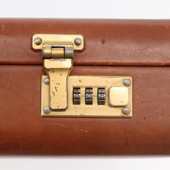 Coach Koffer Leer Bruin Goud Auth 181552A