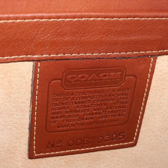 Coach Koffer Leer Bruin Goud Auth 181552A