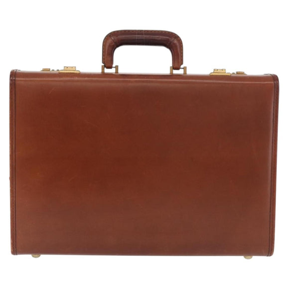 Coach Koffer Leer Bruin Goud Auth 181552A
