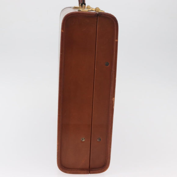 Coach Koffer Leer Bruin Goud Auth 181552A