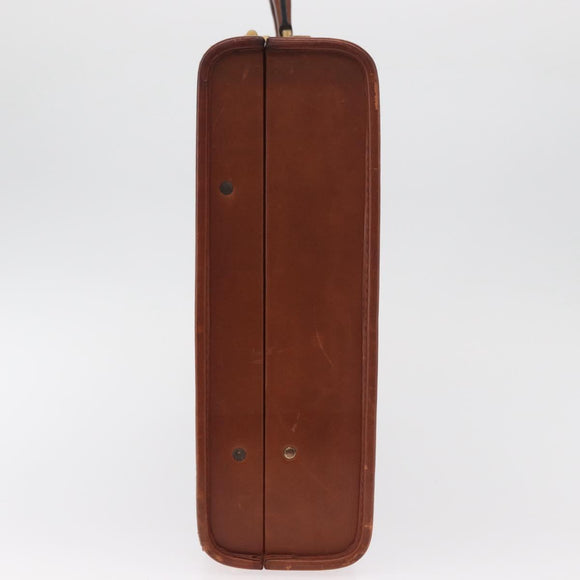 Coach Koffer Leer Bruin Goud Auth 181552A
