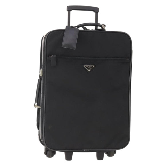 PRADA Koffer Nylon Zwart Zilver Auth 181553A