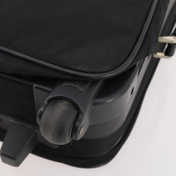 PRADA Koffer Nylon Zwart Zilver Auth 181553A