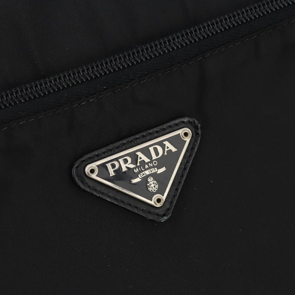 PRADA Koffer Nylon Zwart Zilver Auth 181553A