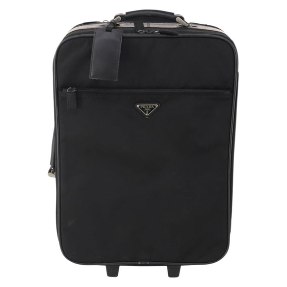 PRADA Koffer Nylon Zwart Zilver Auth 181553A