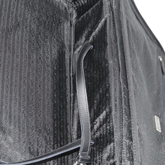 PRADA Koffer Nylon Zwart Zilver Auth 181553A