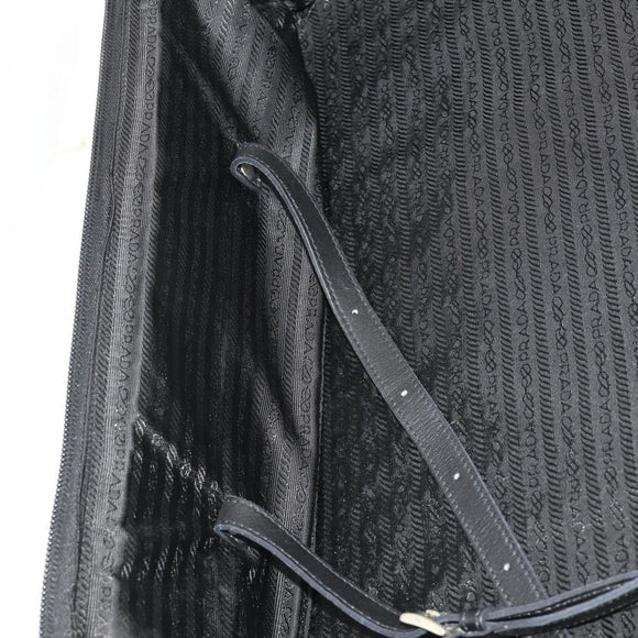 PRADA Koffer Nylon Zwart Zilver Auth 181553A