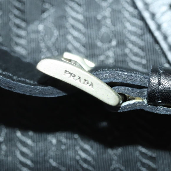 PRADA Koffer Nylon Zwart Zilver Auth 181553A