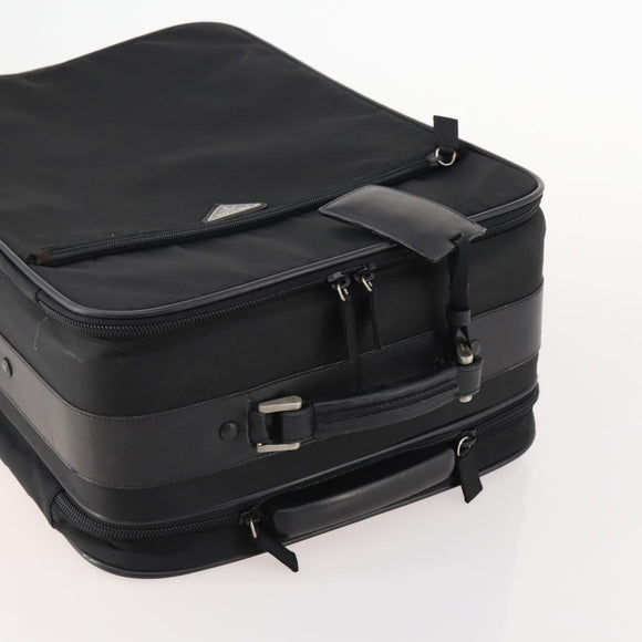 PRADA Koffer Nylon Zwart Zilver Auth 181553A