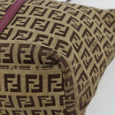 FENDI Zucchino Canvas Hand Bag Beige Gold Auth 181558A-10
