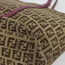FENDI Zucchino Canvas Hand Bag Beige Gold Auth 181558A-12