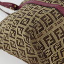 FENDI Zucchino Canvas Hand Bag Beige Gold Auth 181558A-13