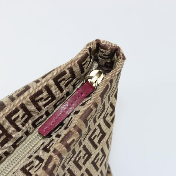 FENDI Zucchino Canvas Hand Bag Beige Gold Auth 181558A