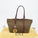 FENDI Zucchino Canvas Hand Bag Beige Gold Auth 181558A-23