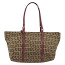 FENDI Zucchino Canvas Hand Bag Beige Gold Auth 181558A-3