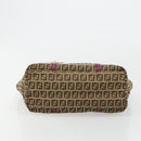FENDI Zucchino Canvas Hand Bag Beige Gold Auth 181558A-9