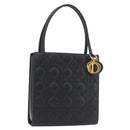 Christian Dior Lady Dior Hand Bag Lamb Skin Black Gold Auth 181559SAM-1