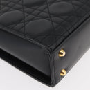 Christian Dior Lady Dior Hand Bag Lamb Skin Black Gold Auth 181559SAM-8