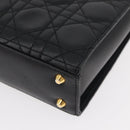 Christian Dior Lady Dior Hand Bag Lamb Skin Black Gold Auth 181559SAM-17