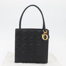 Christian Dior Lady Dior Hand Bag Lamb Skin Black Gold Auth 181559SAM-12