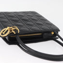Christian Dior Lady Dior Hand Bag Lamb Skin Black Gold Auth 181559SAM-6