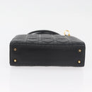 Christian Dior Lady Dior Hand Bag Lamb Skin Black Gold Auth 181559SAM-5