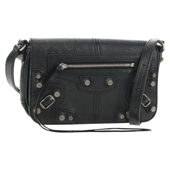 BALENCIAGA Le Cagole Shoulder Bag Leather Black Silver 781911 Auth 181560SAM