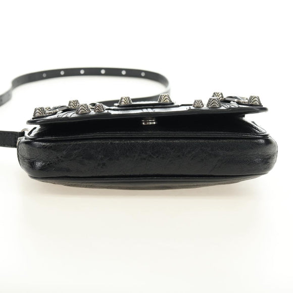 BALENCIAGA Le Cagole Shoulder Bag Leather Black Silver 781911 Auth 181560SAM